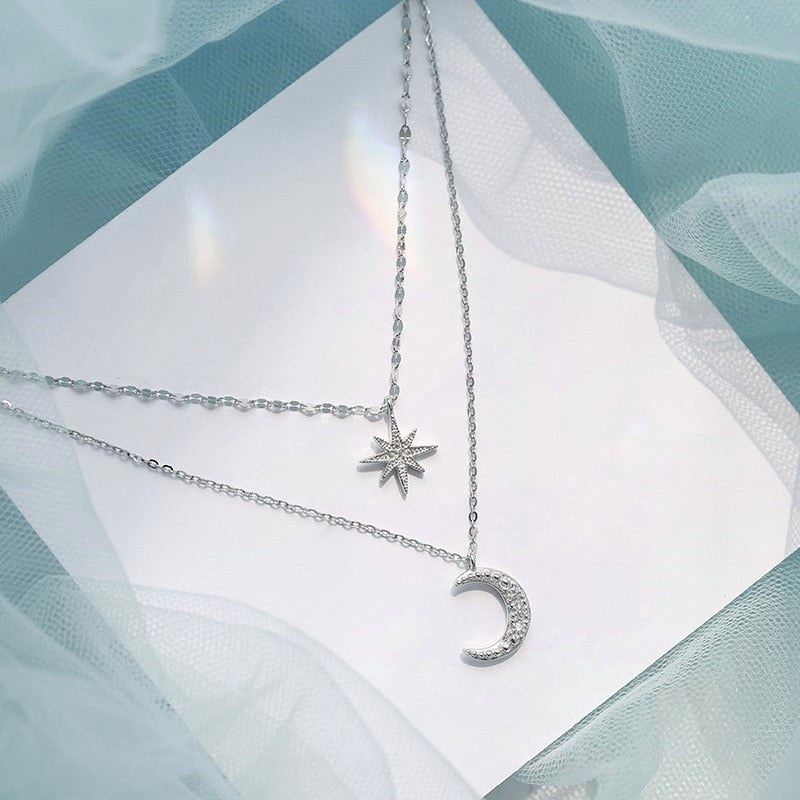 Star Moon Double Layer Necklace